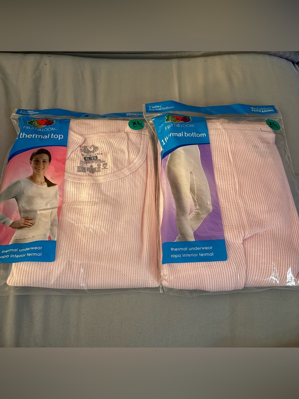 Fruit of the Loom Light Pink Thermal top and bottoms ladies.